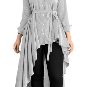 Women’s High-Low Striped Tunic Shirt
